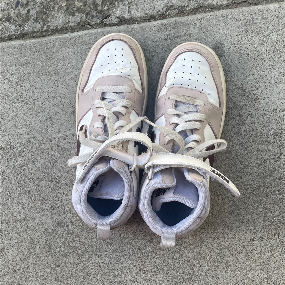 Kids High-Top Sneakers in Light Pink and White